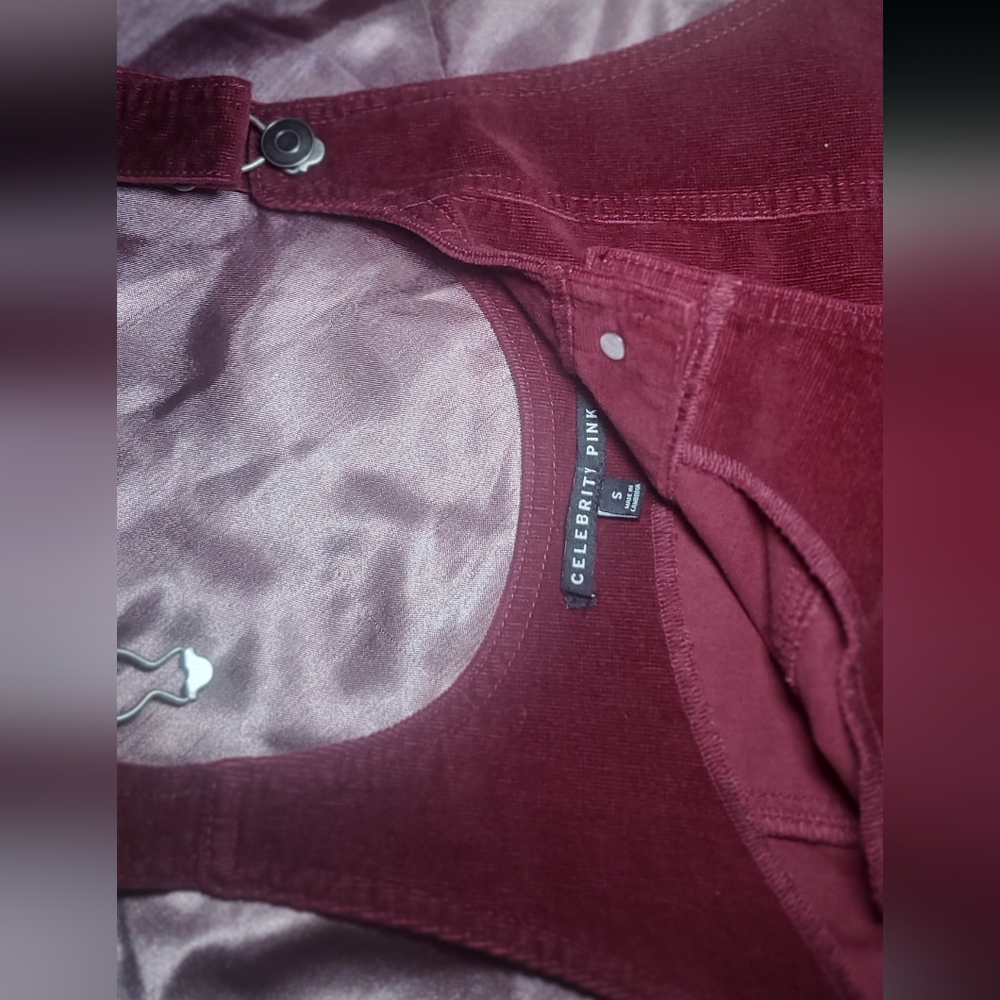 Celebrity Pink COLOR Burgundy Button-Front Mini Dress JUMPER DREES Size S - Picture 5 of 7